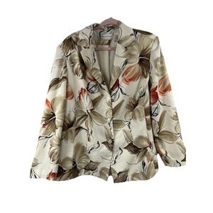 Alfred Dunner Woman Floral Blazer Jacket 18W Tropical Coastal Grandma Vintage